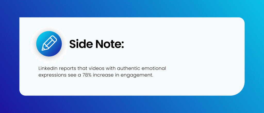LinkedIn Creative Labs reports that videos with authentic emotional expressions see a 78% increase in engagement.